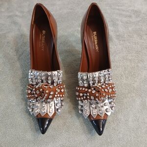 Burberry Brown and Black Embellished Women's Shoes